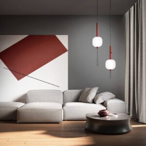 Svítidlo Kundalini červená/bílá kov/foukané sklo