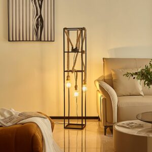 Svítidlo Lucande černá/světle hnědá Ocel/konopné lano