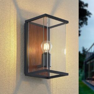 Svítidlo Lucande grafitová/čirá/dřevo tmavé hliníkový tlakový odlitek/SPC/sklo