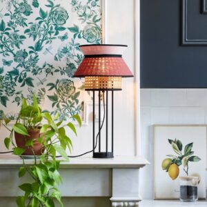 Svítidlo MARKET SET černá/massala/růžová textilie/ratan/kov