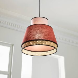 Svítidlo MARKET SET massala/růžová/světlé dřevo/černá textilie/ratan/kov