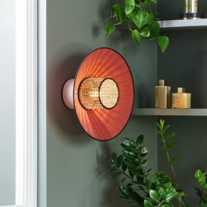 Svítidlo MARKET SET massala/růžová/světlé dřevo textilie/ratan/kov