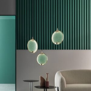 Svítidlo Masiero broušená mosaz/zelená Kov/sklo