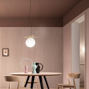 Svítidlo Masiero broušená mosaz/bílý opál Pozinkovaný kov/muránské sklo