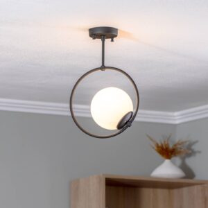 Svítidlo Opviq černá/opálová bílá sklo/kov