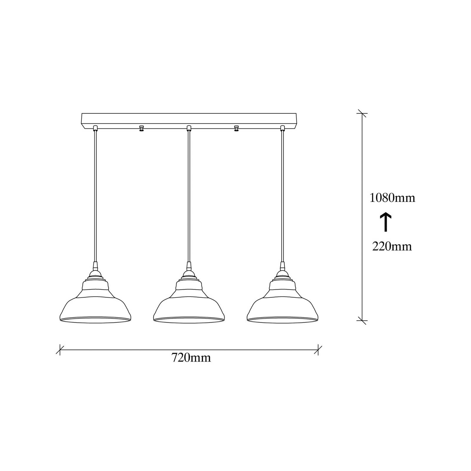 Opviq Závěsné svítidlo Dilberay 326-S 3 světla jantarová/černá, Obývací pokoj / jídelna, Sklo, kov, E27, 40W, P: 72 cm, L: 20 cm - Image 2