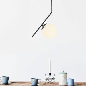 Svítidlo Opviq černá/opálová bílá kov/sklo