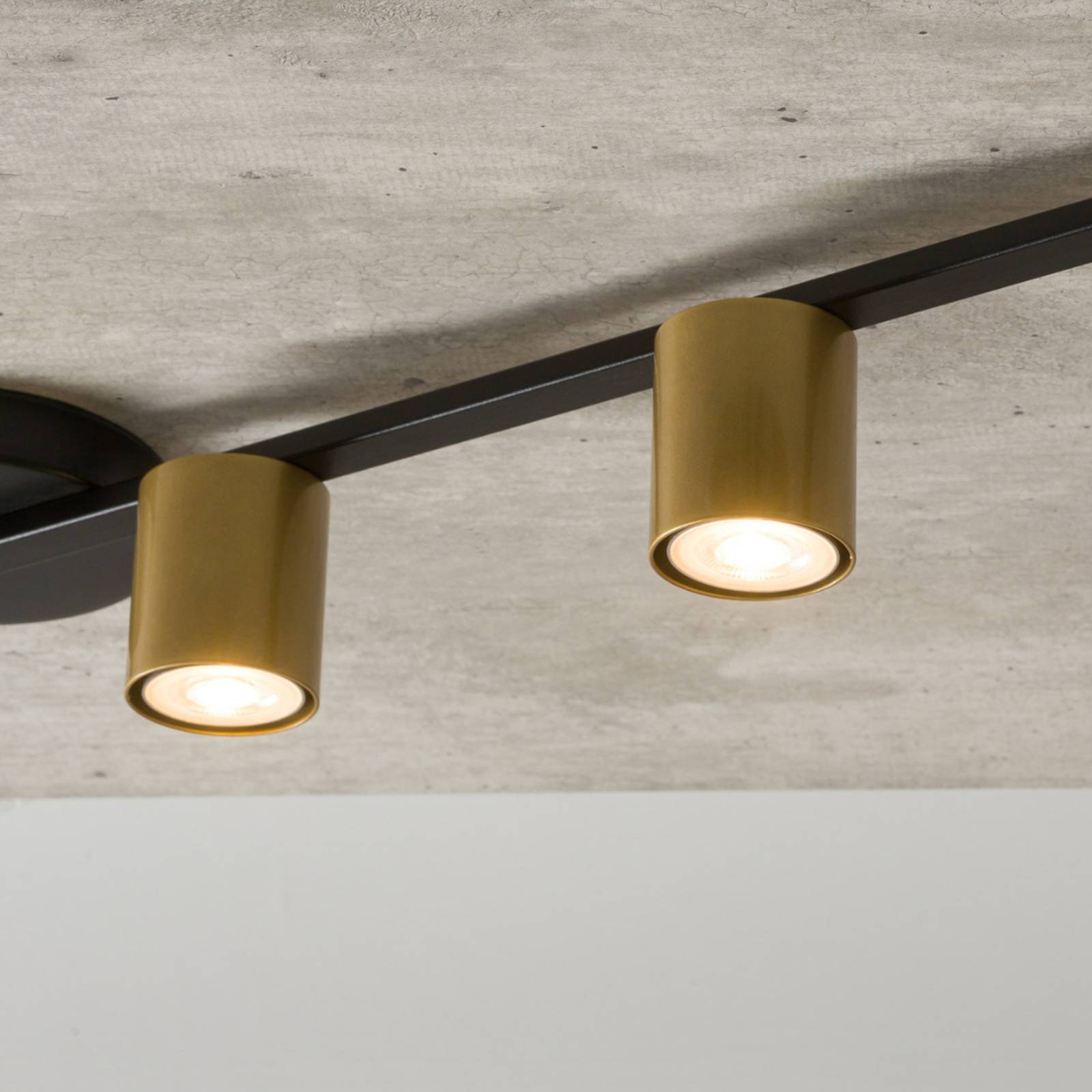 SIGMA Stropní bodové světlo Sky, 5 zdrojů, černá/zlatá, Obývací pokoj / jídelna, ocel, GU10, P: 110 cm, L: 14 cm, K: 11cm - Image 2