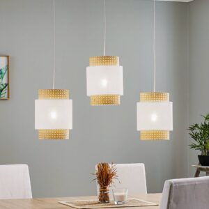 Svítidlo TK Lighting bílá/hnědá Ratan/látka/kov/plast