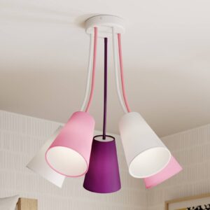 Svítidlo TK Lighting bílá/růžová/fialová Textil/plast/kov