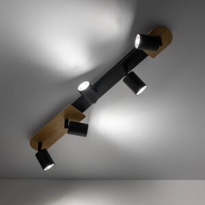 Svítidlo TK Lighting černá/světlé dřevo Dřevo/ocel
