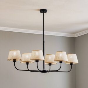 Svítidlo TK Lighting černá/přírodní Kov/len/plast