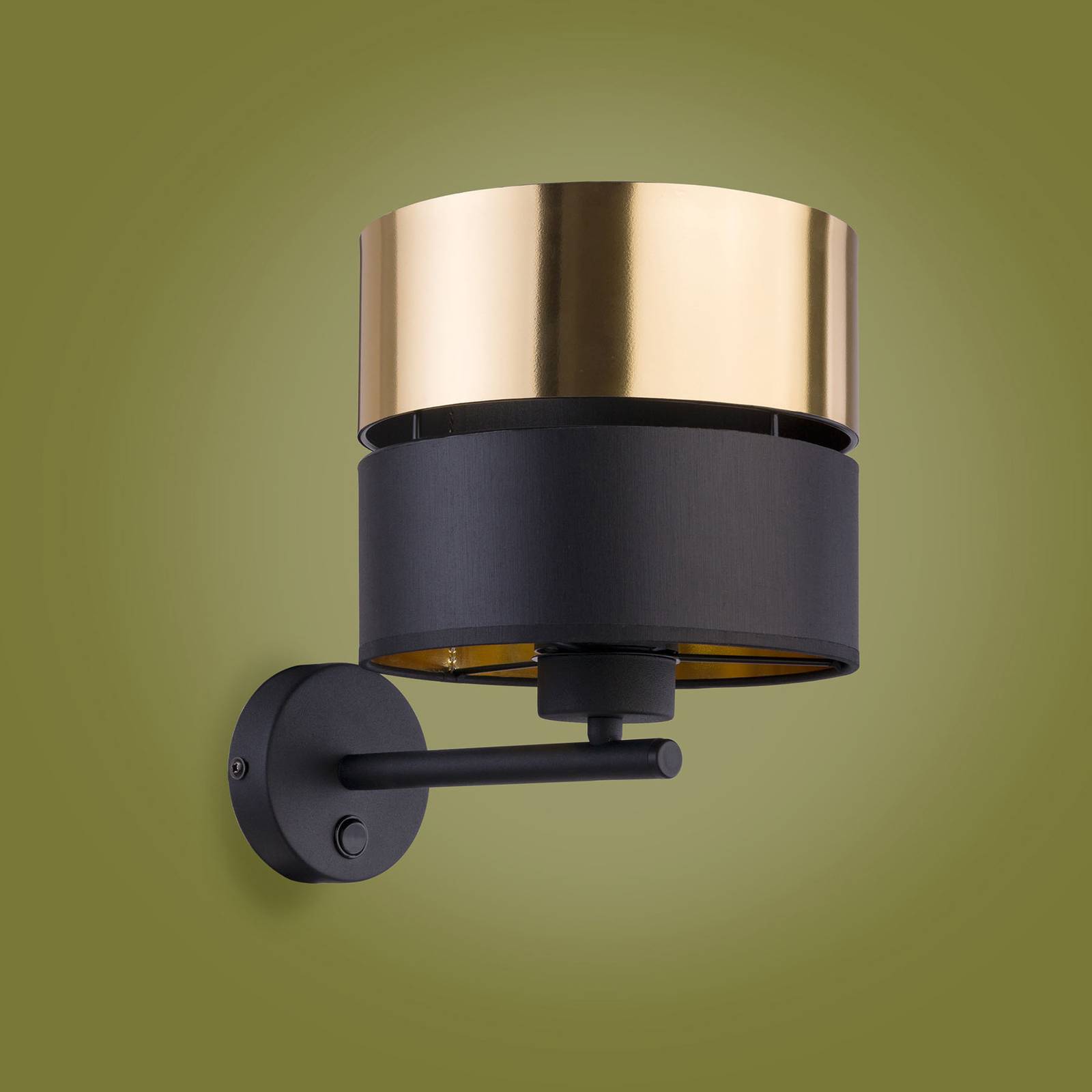 TK Lighting Nástěnné svítidlo Hilton, černá/zlatá, Obývací pokoj / jídelna, Textil, kov, E27, 60W, L: 20 cm, K: 28cm - Image 3