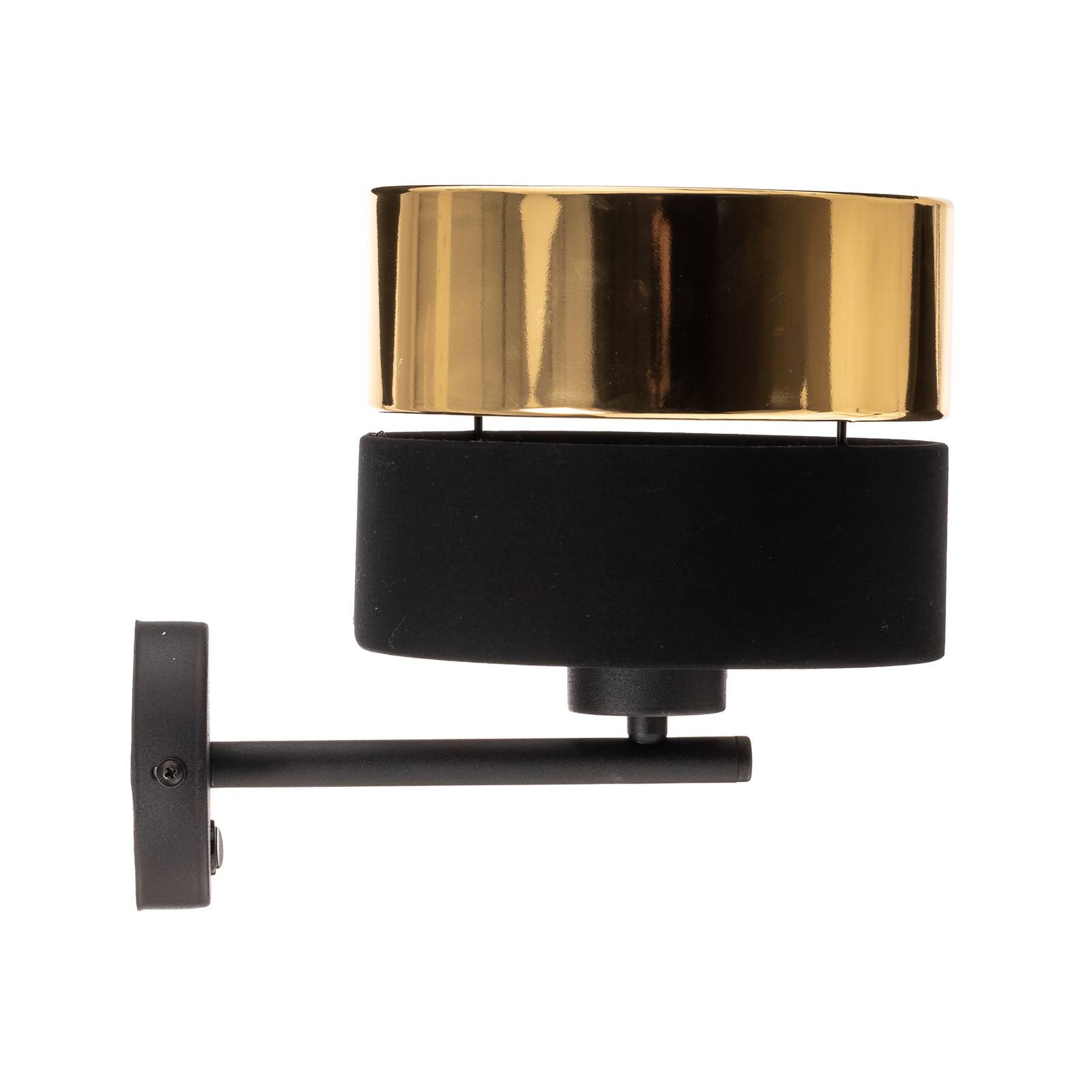 TK Lighting Nástěnné svítidlo Hilton, černá/zlatá, Obývací pokoj / jídelna, Textil, kov, E27, 60W, L: 20 cm, K: 28cm - Image 4