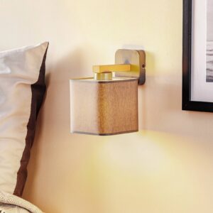 Svítidlo TK Lighting šedá/světlé dřevo Textil/dřevo (borovice)/kov