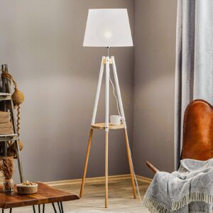 Svítidlo TK Lighting bílá/světlé dřevo Textil/dřevo