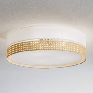 Svítidlo TK Lighting bílá/hnědá látka/ratan/kov/plast