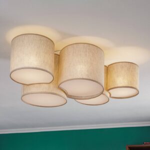 Svítidlo TK Lighting Přírodní len/bílá Tkanina/kov/plast