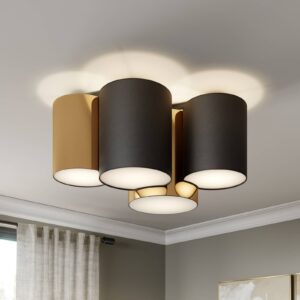 Svítidlo TK Lighting černá/zlatá Kov/textil/plast