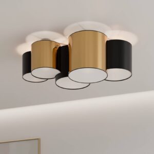 Svítidlo TK Lighting černá/zlatá Kov/textil/plast