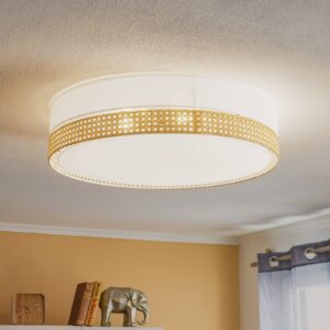 Svítidlo TK Lighting bílá/hnědá Tkanina/ratan/kov/plast