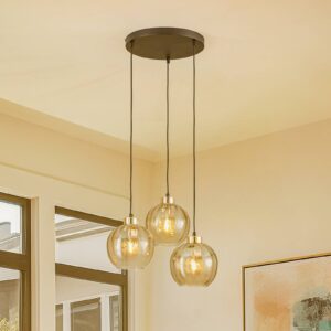 Svítidlo TK Lighting černá/zlatá/jantarová ocel/sklo