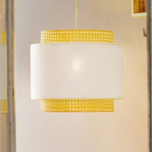 Svítidlo TK Lighting bílá/hnědá Ratan/látka/kov/plast