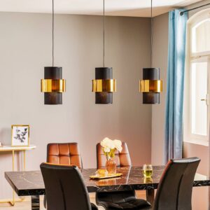 Svítidlo TK Lighting černá/zlatá Kov/plast/textil