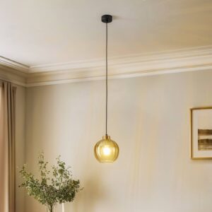 Svítidlo TK Lighting černá/zlatá/jantarová ocel/sklo
