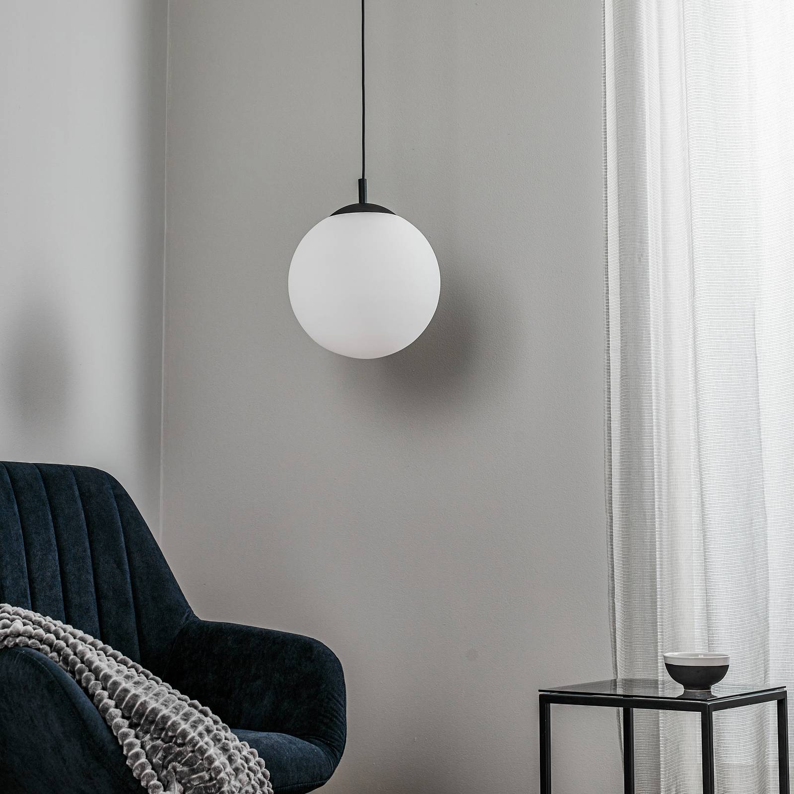 TK Lighting Závěsné svítidlo Maxi, Ø 30 cm, 1 světlo, skleněné stínidlo, Obývací pokoj / jídelna, Sklo, kov, plast, E27, 60W - Image 3