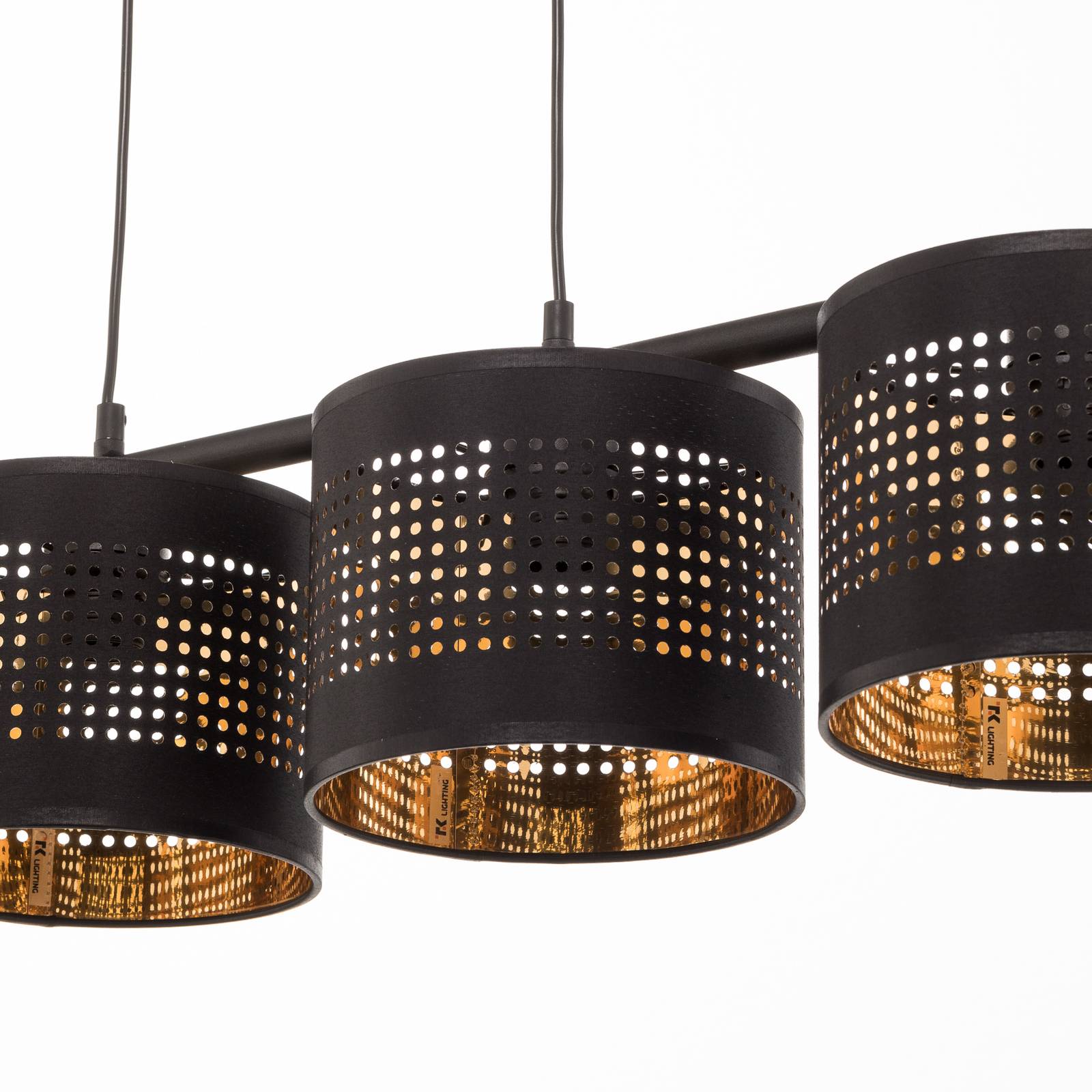 TK Lighting Závěsné svítidlo Tago, čtyřsvětlo, černá/zlatá, Obývací pokoj / jídelna, Kov, E27, 60W, P: 90 cm, L: 20 cm - Image 4