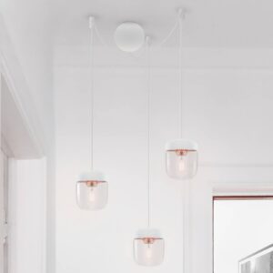 Svítidlo UMAGE bílá/leštěná mosaz/čirá sklo/silikon/hliník/plast