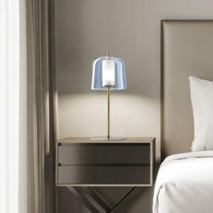 Svítidlo miloox by Sforzin modrá transparentní/zlatá kartáčovaná borosilikátové sklo/kov