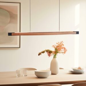 Svítidlo quitani světlé dřevo/matná kartáčovaná černá/chrom dubové dřevo/hliník/ocel/mosaz