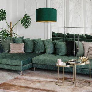 Svítidlo Duolla tmavě zelená/zlatá samet
