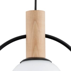 Svítidlo Envostar černá/světlé dřevo/bílá Dřevo/kov/sklo