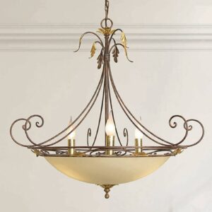 Svítidlo Lam tmavě hnědá/zlatá/krémová satinovaná kov/sklo