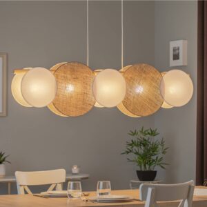 Svítidlo TK Lighting světle hnědá přírodní/bílá/světlé dřevo Jutový textil/dřevo/kov