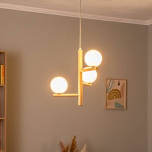 Svítidlo TK Lighting světlé dřevo/opálově bílá/bílá Sklo/dřevo/kov