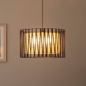 Svítidlo TK Lighting černá/přírodní hnědá Ocel/jutový textil