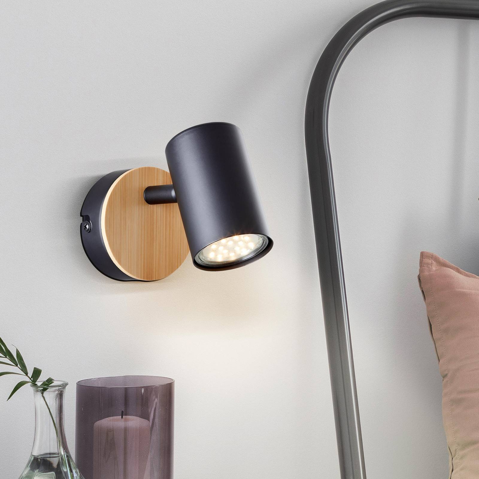 Svítidlo Brilliant černá/přírodní Bambus/kov