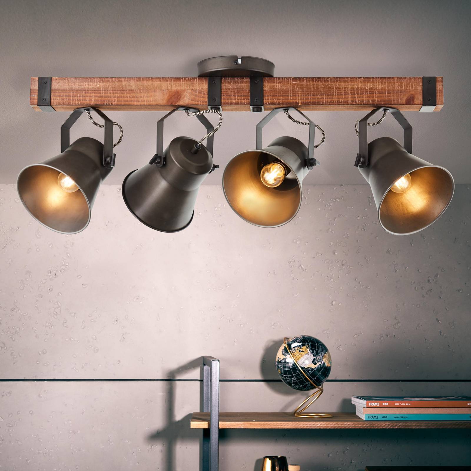 Svítidlo Brilliant tmavé dřevo/černá/ocel Dřevo/kov