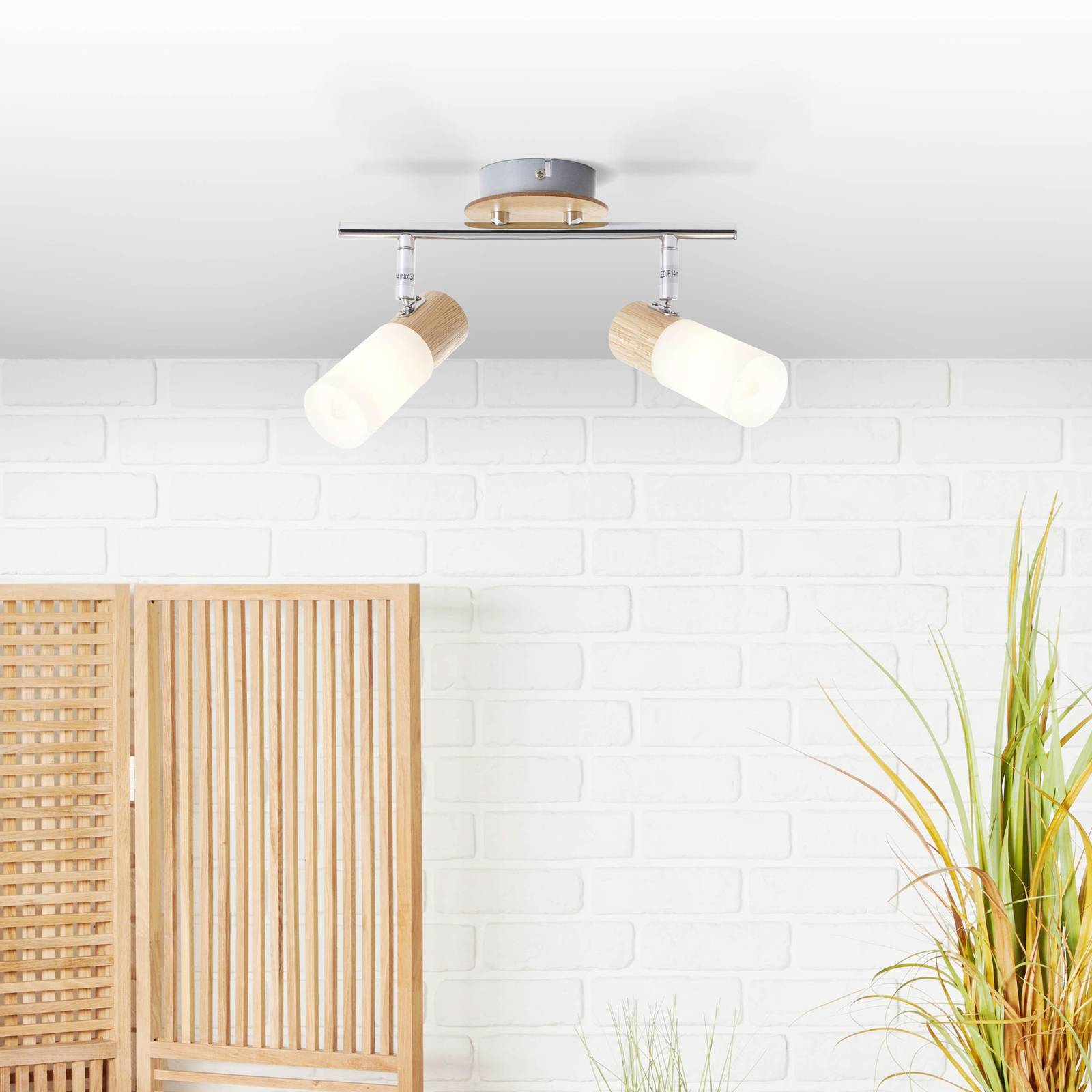 Svítidlo Brilliant světlé dřevo/bílá/stříbrná Bambus/kov
