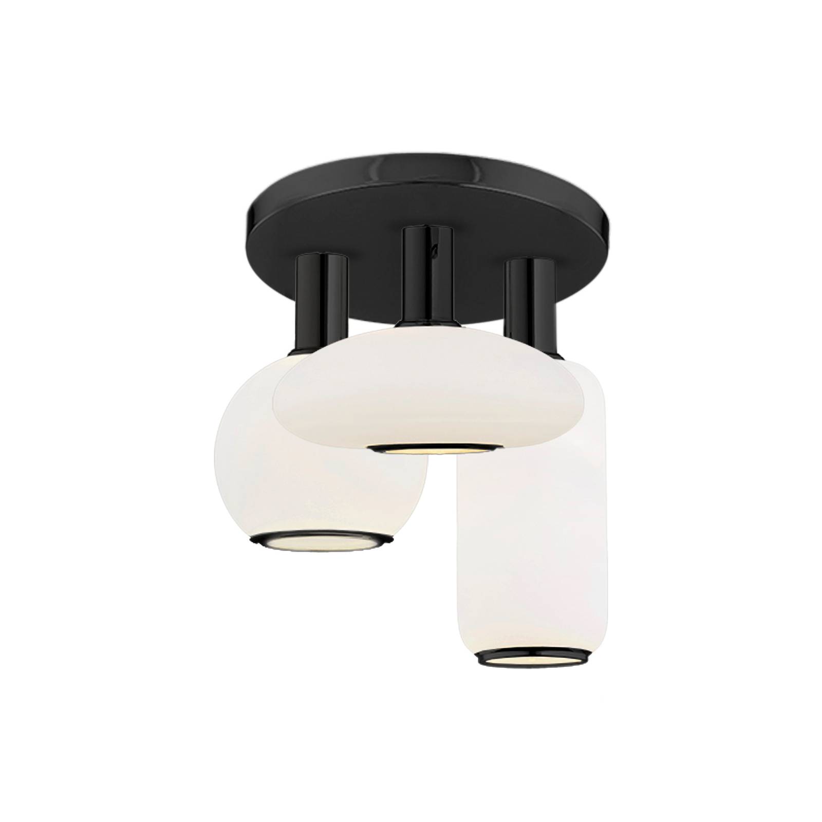 Svítidlo Euluna opálová bílá/černá ocel/sklo