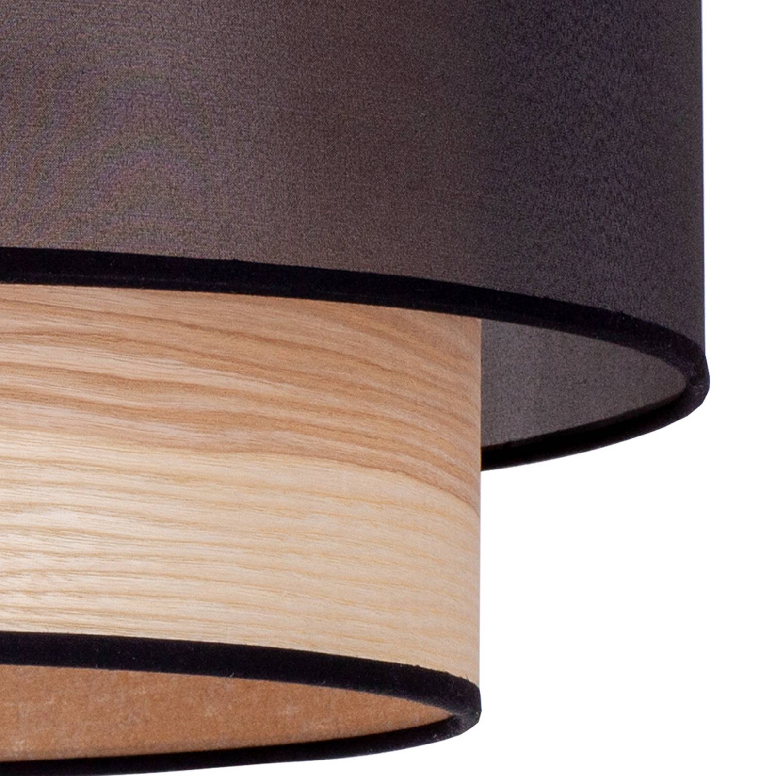 Svítidlo Euluna černá/světlé dřevo Organzová tkanina/jasanová dýha