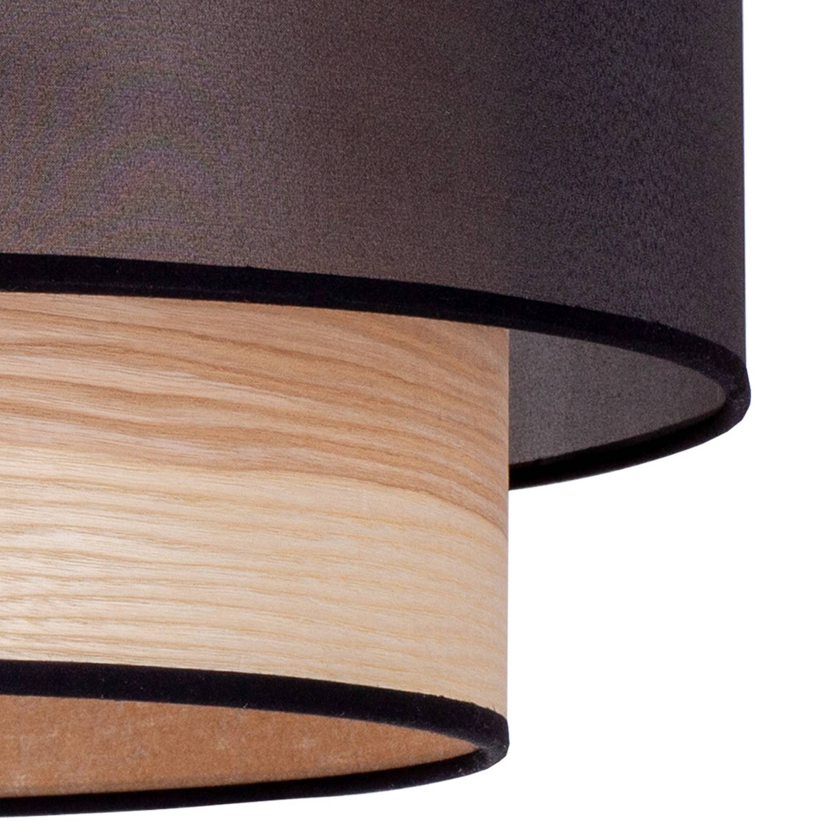 Svítidlo Euluna černá/světlé dřevo Organzová tkanina/jasanová dýha