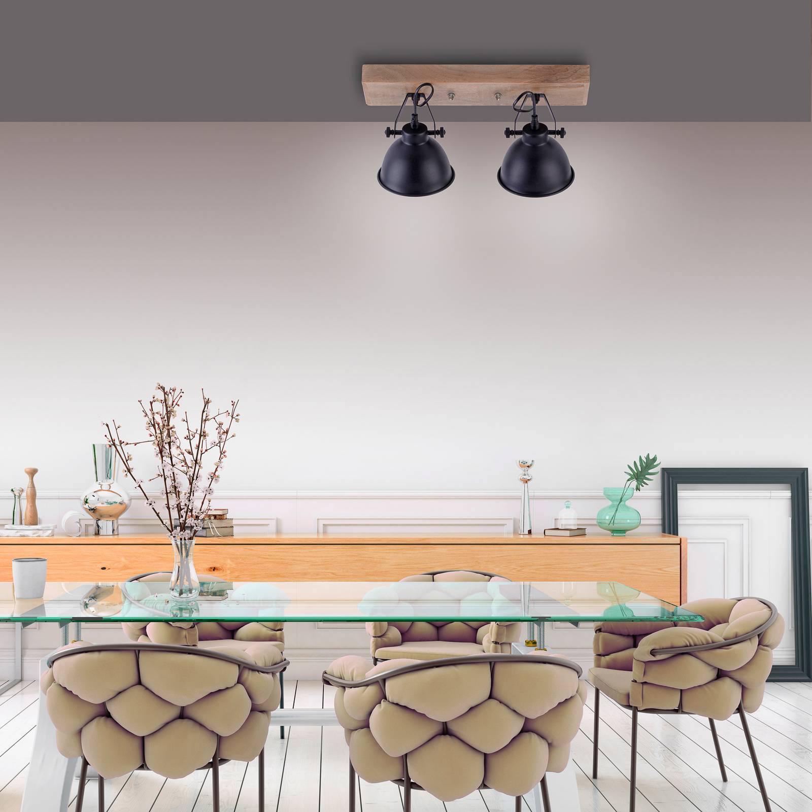 Svítidlo JUST LIGHT. černá/světlé dřevo železo/dřevo