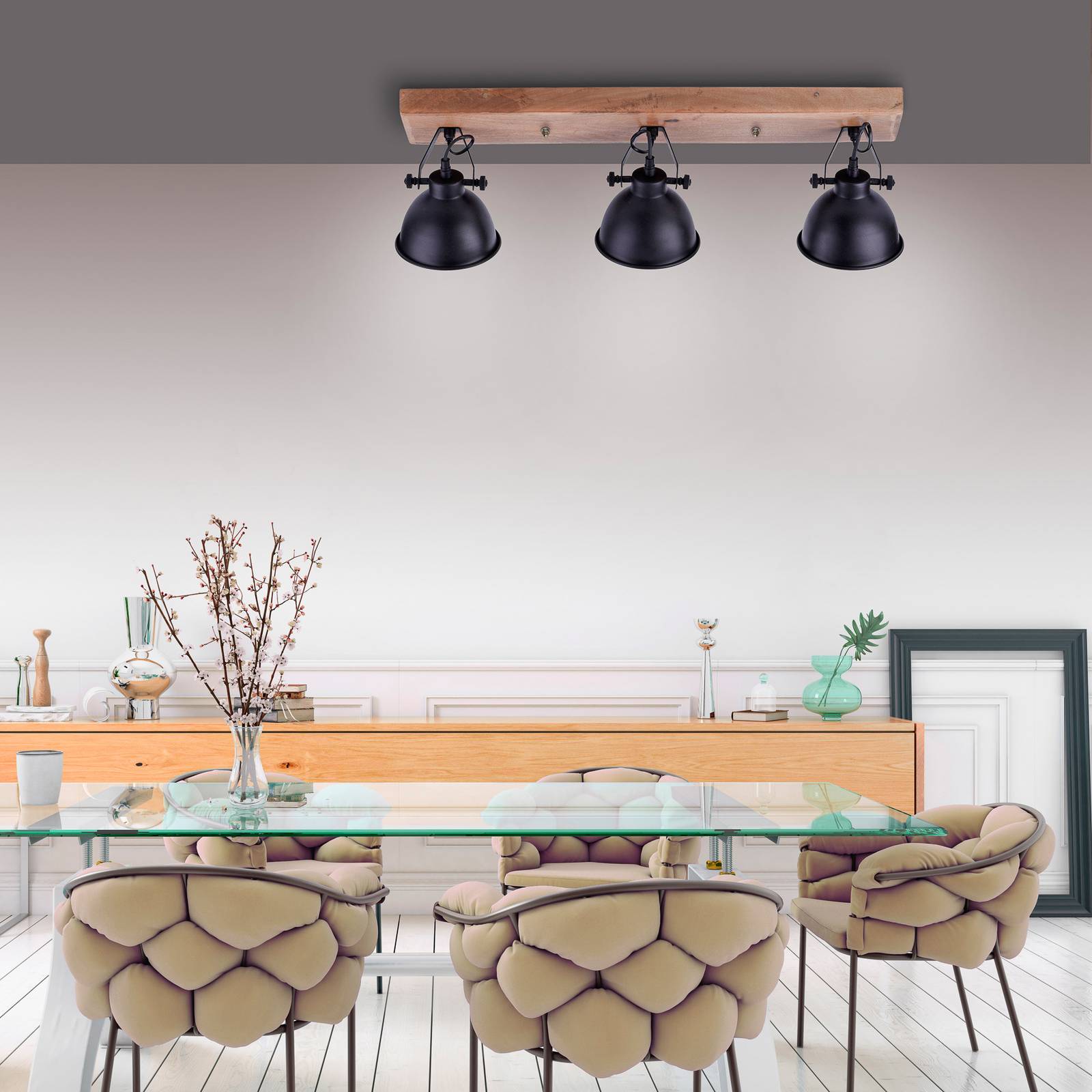 Svítidlo JUST LIGHT. černá/světlé dřevo Železo/mangové dřevo