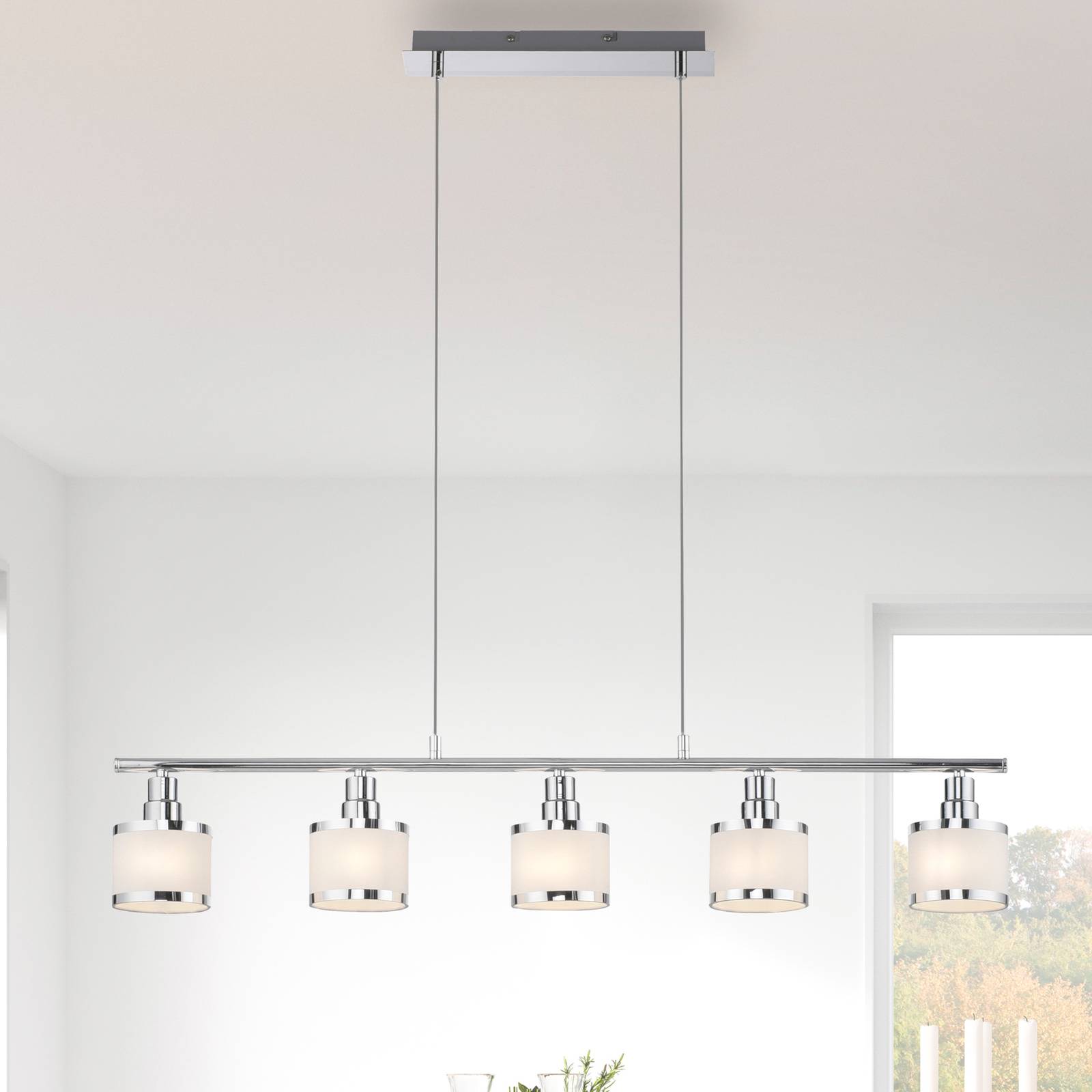 Svítidlo JUST LIGHT. chrom/bílá Železo/PVC/textil