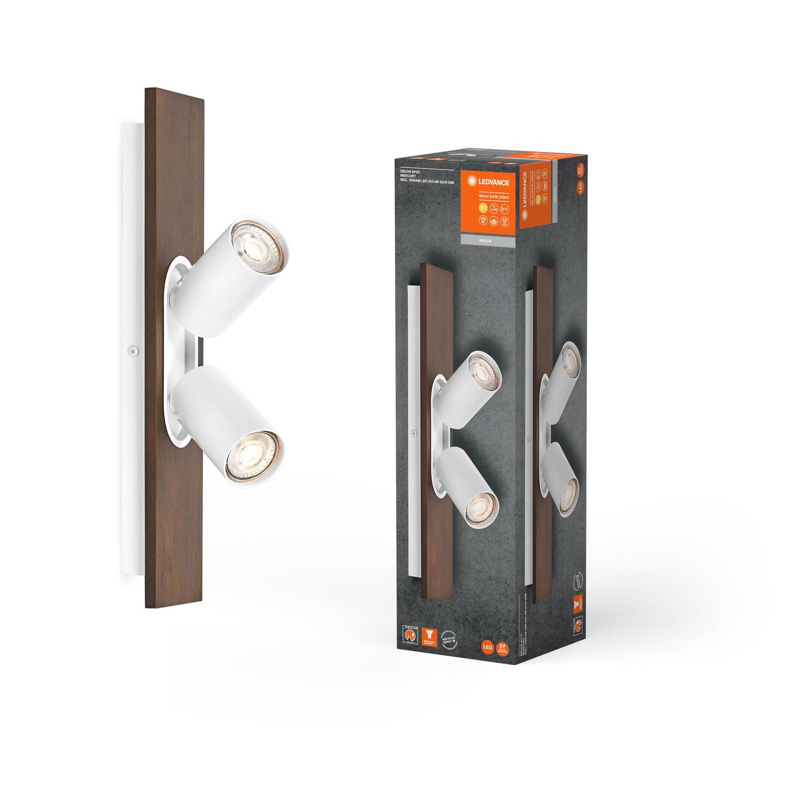 Svítidlo LEDVANCE bílá/tmavé dřevo Ocel/dřevo